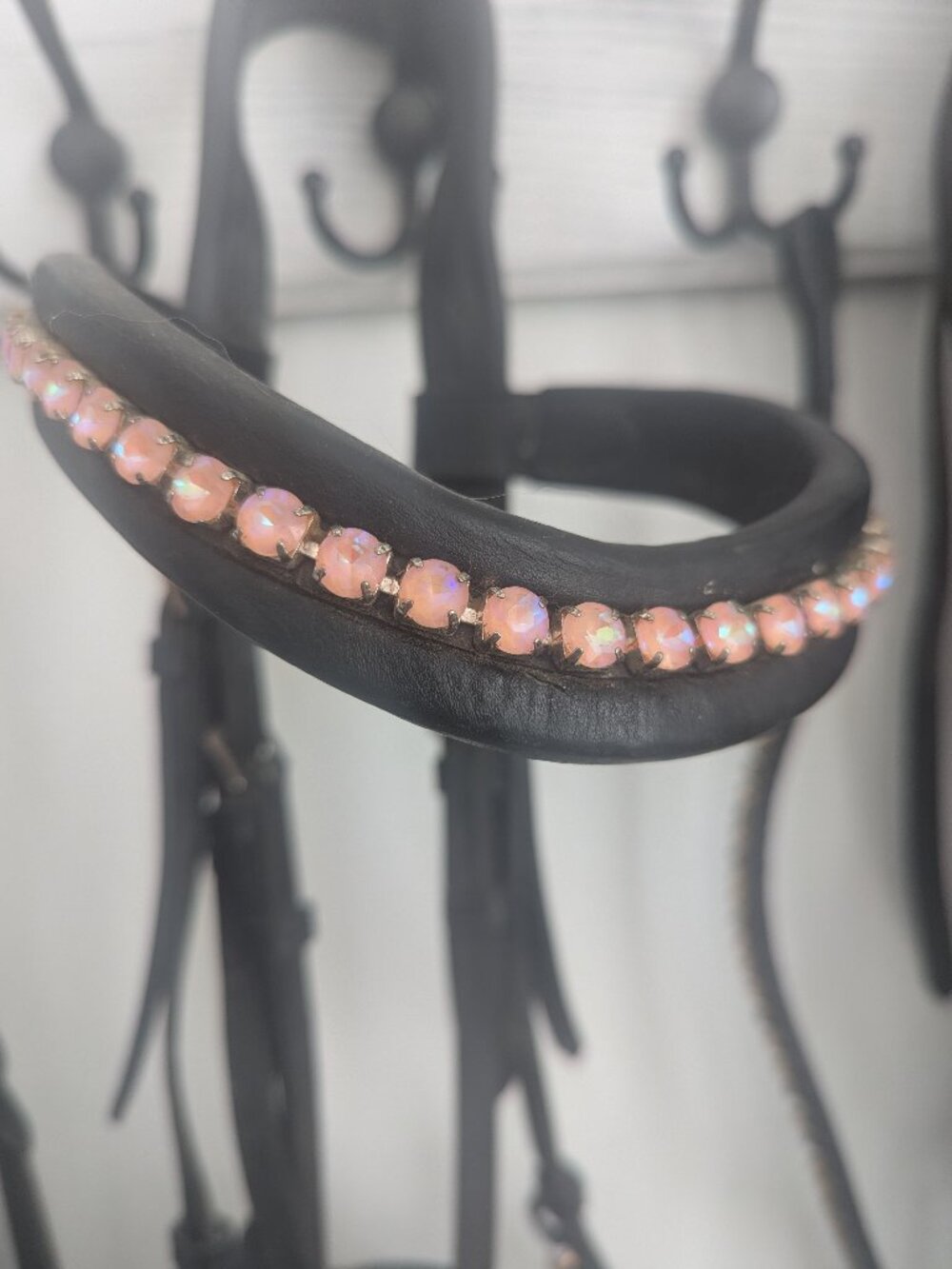 Kavalkade Rose Cob bridle with padded pink crystal browband